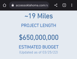 South Extension Norman Turnpike Cost for 19 miles is $650,000,000