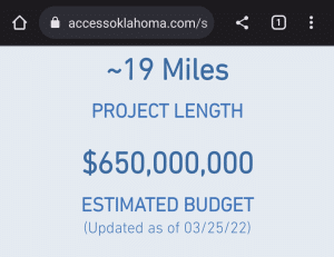 South Extension Norman Turnpike Cost for 19 miles is $650,000,000