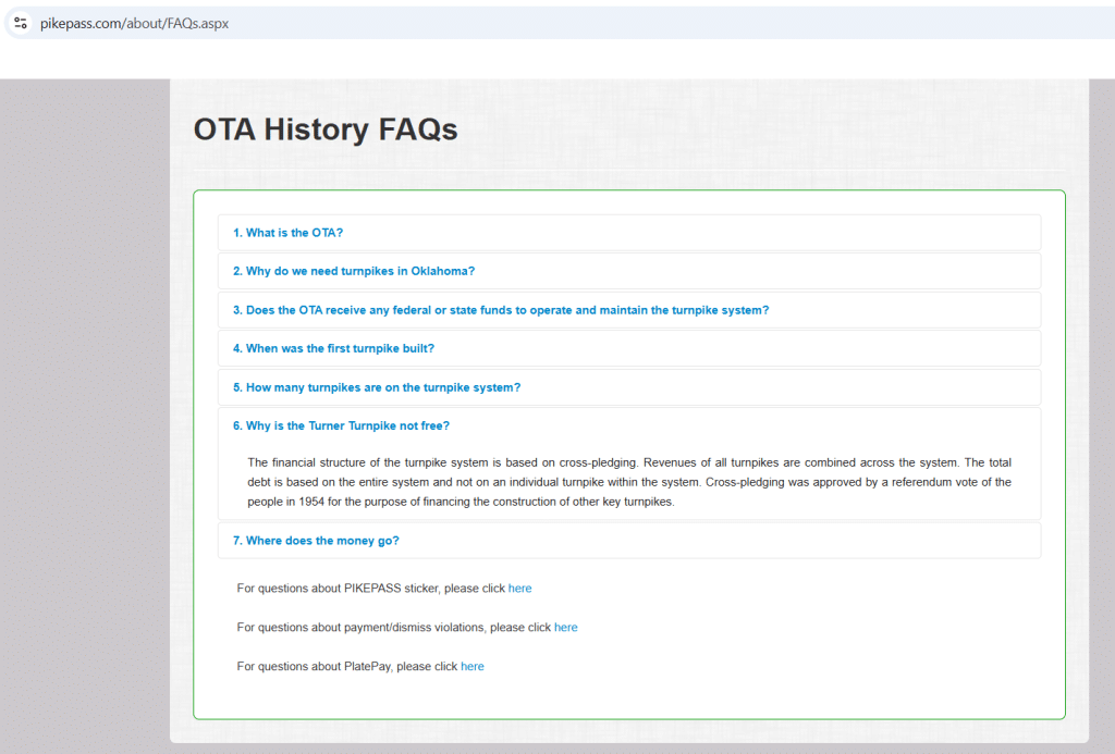 Screenshot of the OTA website which claims Oklahomans voted 